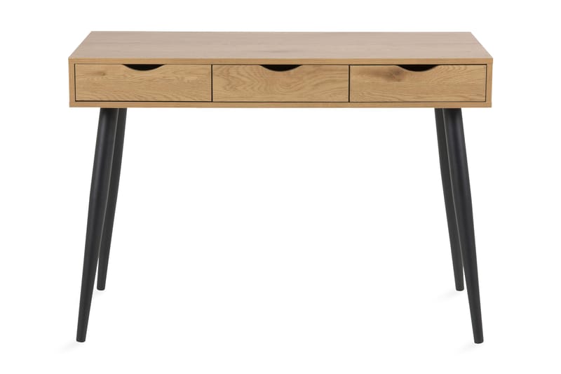 Citysea Skrivbord 110 cm med Förvaring 3 Lådor, Beige/Svart