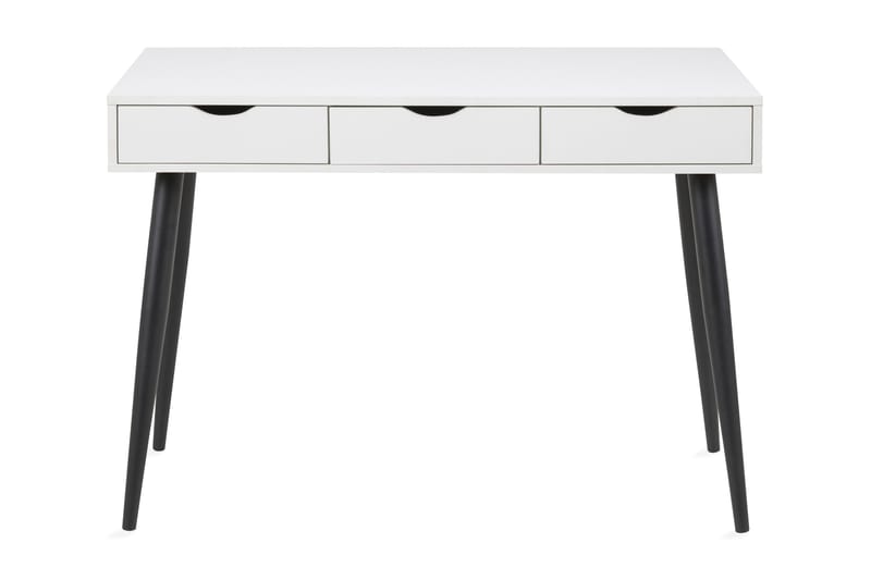 Citysea Skrivbord 110 cm med Förvaring 3 Lådor, Vit/Svart
