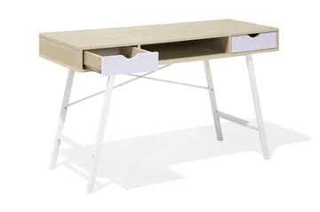 Clarita Skrivbord 120 cm med Förvaring Hylla + 2 Lådor - Trä/Natur - Möbler - Hemmakontor - Skrivbord