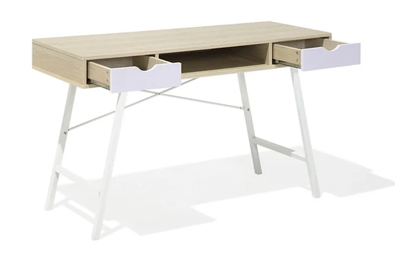 Clarita Skrivbord 120 cm med Förvaring Hylla + 2 Lådor - Trä/Natur - Möbler - Hemmakontor - Skrivbord