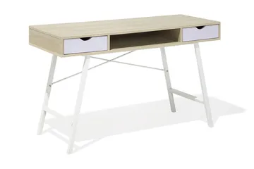 Clarita Skrivbord 120 cm med Förvaring Hylla + 2 Lådor - Trä/Natur - Möbler - Hemmakontor - Skrivbord