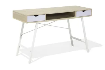 Clarita Skrivbord 120 cm med Förvaring Hylla + 2 Lådor - Trä/Natur - Möbler - Hemmakontor - Skrivbord