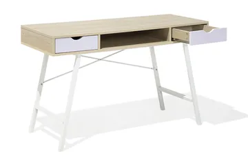 Clarita Skrivbord 120 cm med Förvaring Hylla + 2 Lådor - Trä/Natur - Möbler - Hemmakontor - Skrivbord