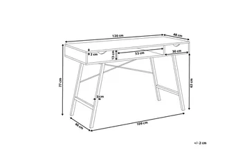Clarita Skrivbord 120 cm med Förvaring Hylla + 2 Lådor - Trä/Natur - Möbler - Hemmakontor - Skrivbord