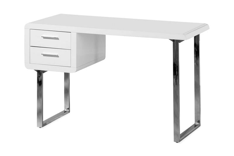 CLAUDE Skrivbord 120 cm med Förvaring 2 Lådor Vit/Krom - Skrivbord - Bord