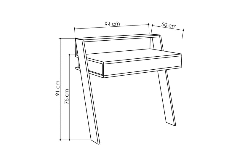CORALEE Väggskrivbord 94 cm med Förvaring Låda + Hylla Vit - Vit - Skrivbord - Bord