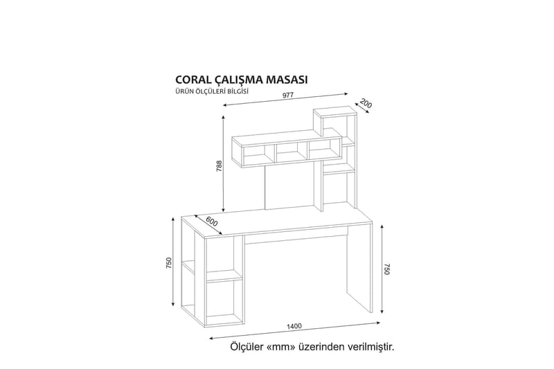 Coralle Skrivbord 140 cm med Förvaring Hyllor - Vit/Valnötsbrun - Möbler - Hemmakontor - Skrivbord