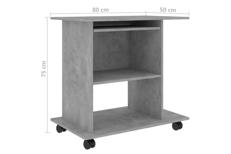 Datorbord betonggrå 80x50x75 cm spånskiva - Grå - Skrivbord - Bord