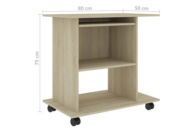 Datorbord sonoma-ek 80x50x75 cm spånskiva - Brun - Möbler - Hemmakontor - Skrivbord