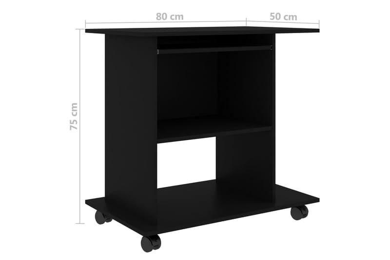 Datorbord svart 80x50x75 cm spånskiva - Svart - Skrivbord - Bord