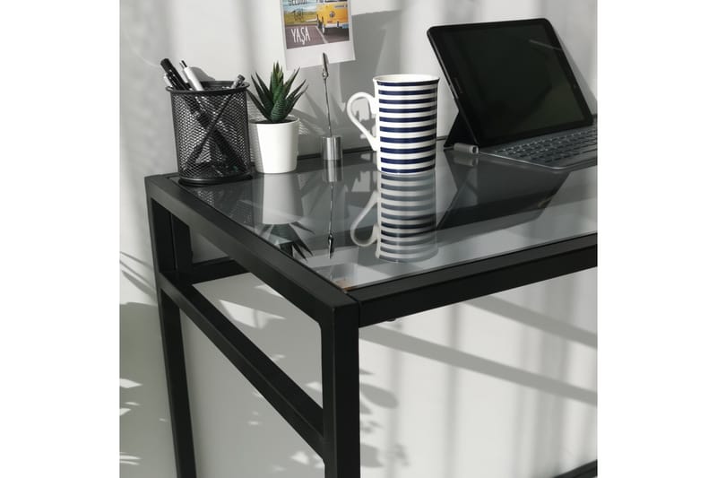 DELARYD Skrivbord 100 cm Glas/Rökfärgad/Svart - Möbler - Hemmakontor - Skrivbord