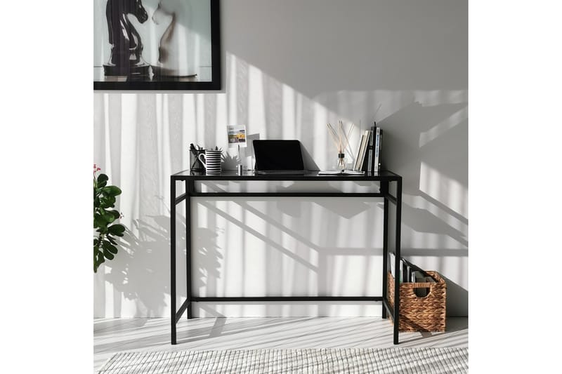 DELARYD Skrivbord 100 cm Glas/Rökfärgad/Svart - Möbler - Hemmakontor - Skrivbord