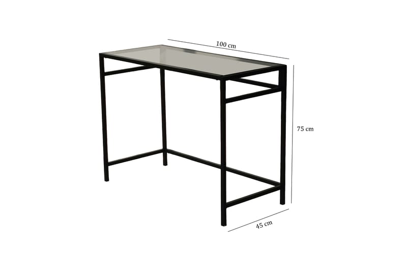 DELARYD Skrivbord 100 cm Glas/Rökfärgad/Svart - Skrivbord - Bord