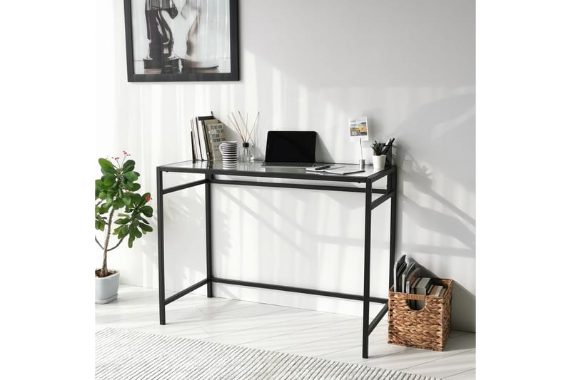 DELARYD Skrivbord 100 cm Glas/Svart - Möbler - Hemmakontor - Skrivbord