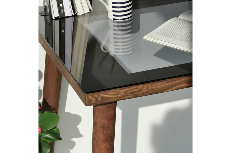 DELARYD Skrivbord 110 cm Glas/Valnötsbrun - Skrivbord - Bord