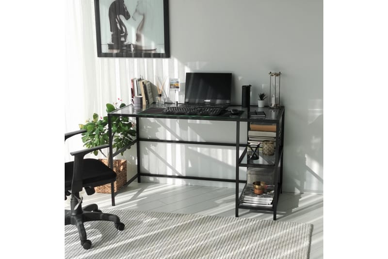 DELARYD Skrivbord 130 cm Förvaring 2 Hyllor Glas/Rökfärgad/S - Möbler - Hemmakontor - Skrivbord