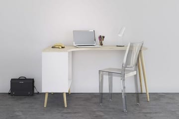 Delta Skrivbord 145 cm med Förvaring Lådor + Hyllor - Vit/Natur - Möbler - Hemmakontor - Skrivbord