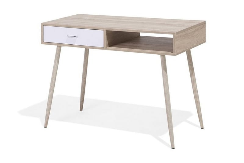 DEOLS Skrivbord 100 cm med Förvaring Låda + Hylla Ljusbrun/V - Möbler - Hemmakontor - Skrivbord
