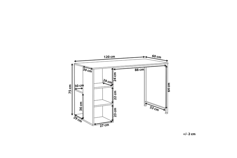 Dese Skrivbord 120 cm med Förvaring - Mörkt Trä/Vit - Möbler - Hemmakontor - Skrivbord
