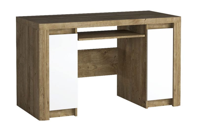 DOMARD Skrivbord 130 cm med Förvaring 2 Skåp Trä/Vit - Vit - Möbler - Hemmakontor - Skrivbord