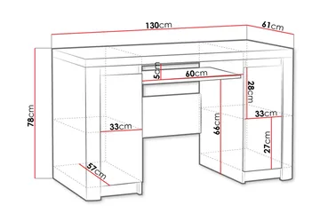Domardon Skrivbord 130 cm med Förvaring 2 Skåp - Trä/Vit - Möbler - Hemmakontor - Skrivbord