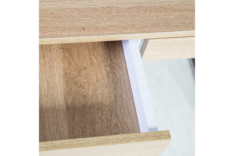 DONNISH Skrivbord 90 cm med Förvaring 2 Lådor Grå/Trä/Natur/ - Skrivbord - Bord
