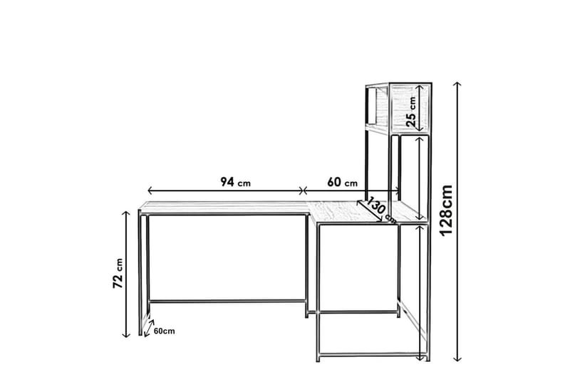 DOYRAN Hörnskrivbord 154 cm med Förvaring Hyllor Svart - Möbler - Hemmakontor - Skrivbord