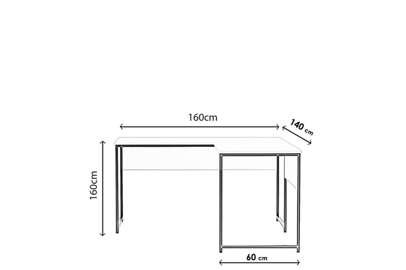 DOYRAN Hörnskrivbord 160 cm Natur/Svart - Möbler - Hemmakontor - Skrivbord