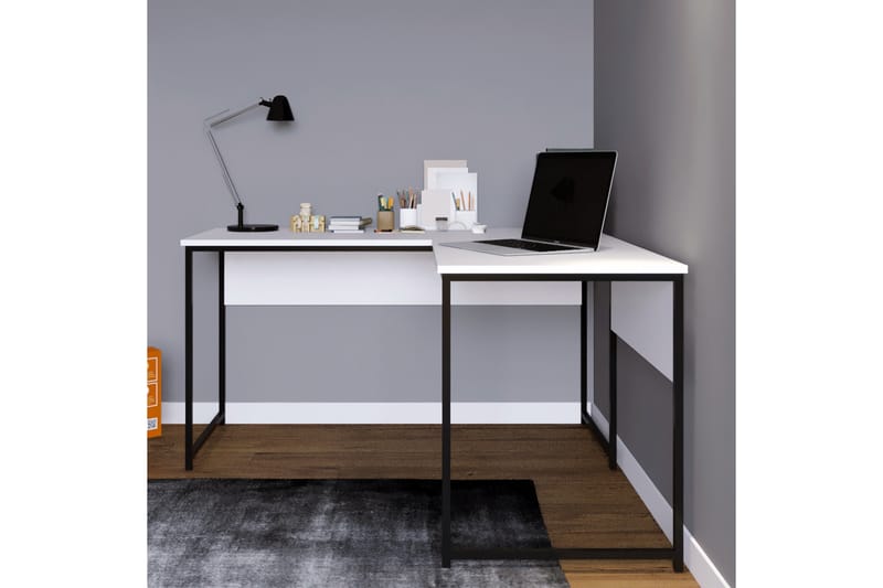 DOYRAN Hörnskrivbord 160 cm Vit/Svart - Möbler - Hemmakontor - Skrivbord