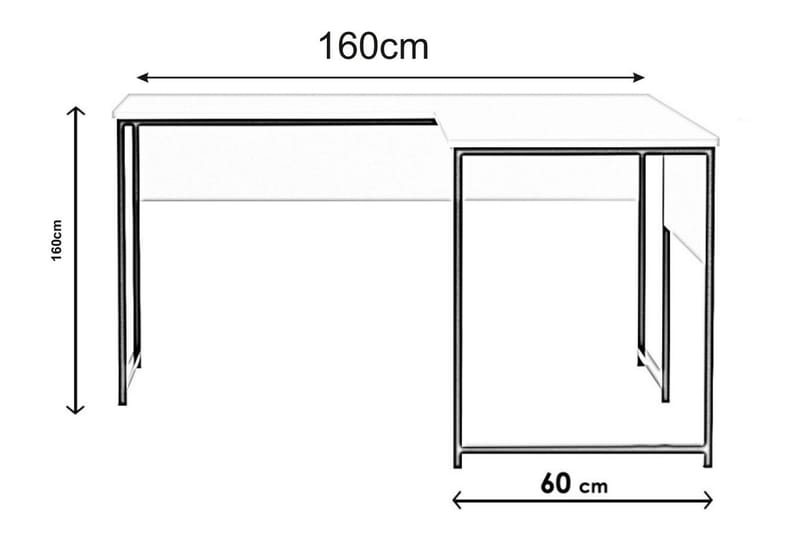 DOYRAN Hörnskrivbord 160 cm Vit/Svart - Möbler - Hemmakontor - Skrivbord