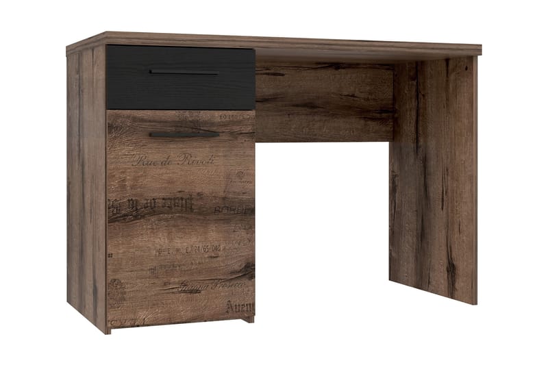 DRYLAW Skrivbord 110 cm med Förvaring Låda + Skåp Brun/Svart - Möbler - Hemmakontor - Skrivbord