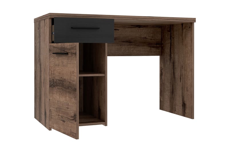 DRYLAW Skrivbord 110 cm med Förvaring Låda + Skåp Brun/Svart - Möbler - Hemmakontor - Skrivbord