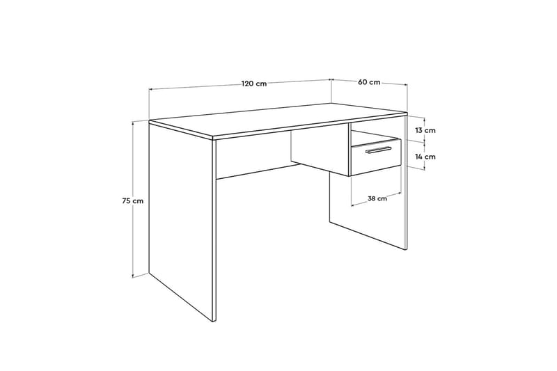 DUMELE Skrivbord 120 cm med Förvaring Hyllor + Låsbar Låda N - Skrivbord - Bord