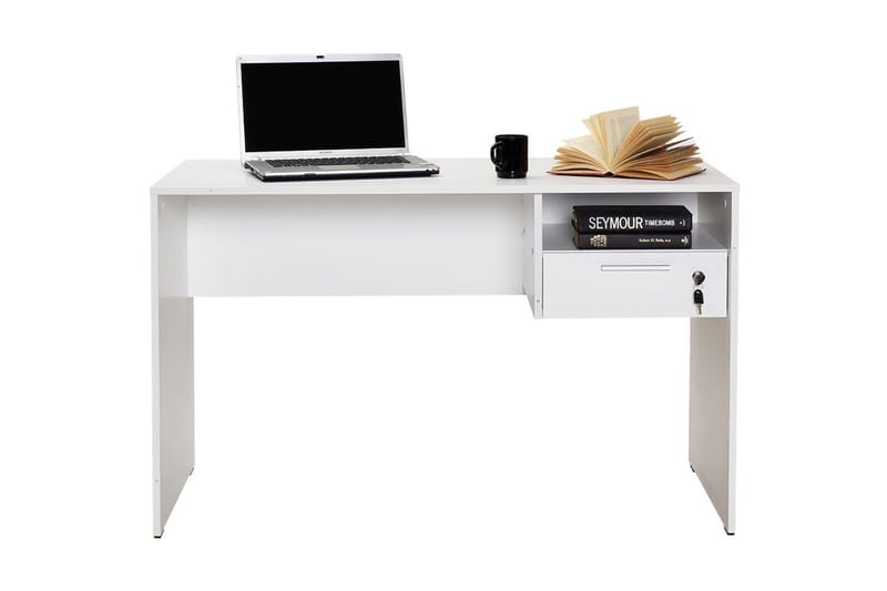DUMELE Skrivbord 120 cm med Förvaring Hyllor + Låsbar Låda V - Möbler - Hemmakontor - Skrivbord
