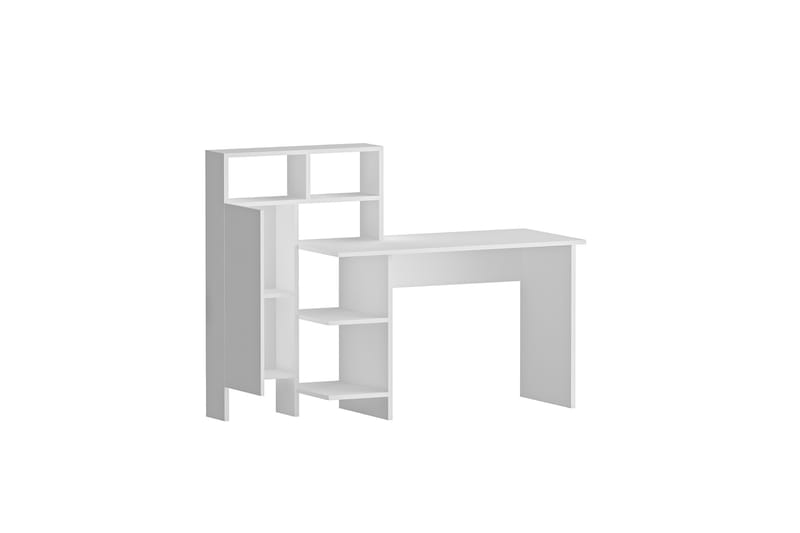DUMELE Skrivbord 135 cm med Förvaring Hyllor + Skåp Vit - Möbler - Hemmakontor - Skrivbord