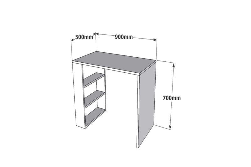 DUMELE Skrivbord 90 cm med Förvaring 3 Hyllor Vit - Skrivbord - Bord