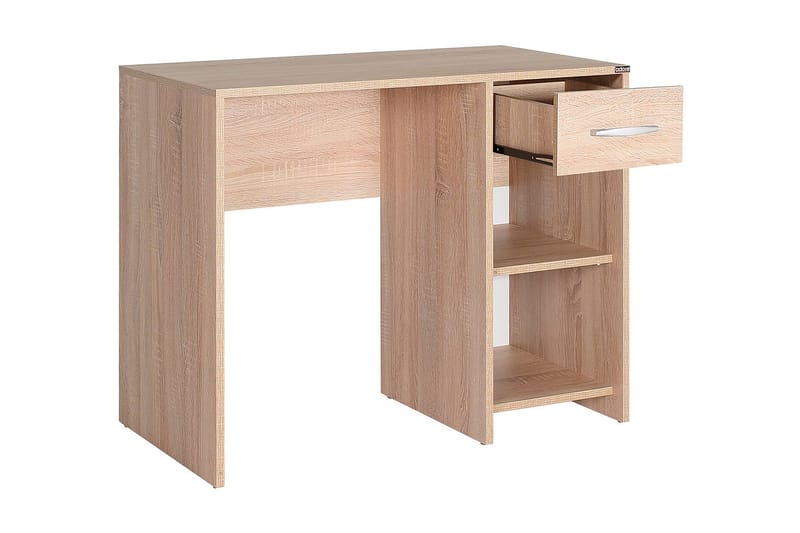 DUMELE Skrivbord 90 cm med Förvaring Låda + Hyllor Natur - Skrivbord - Bord