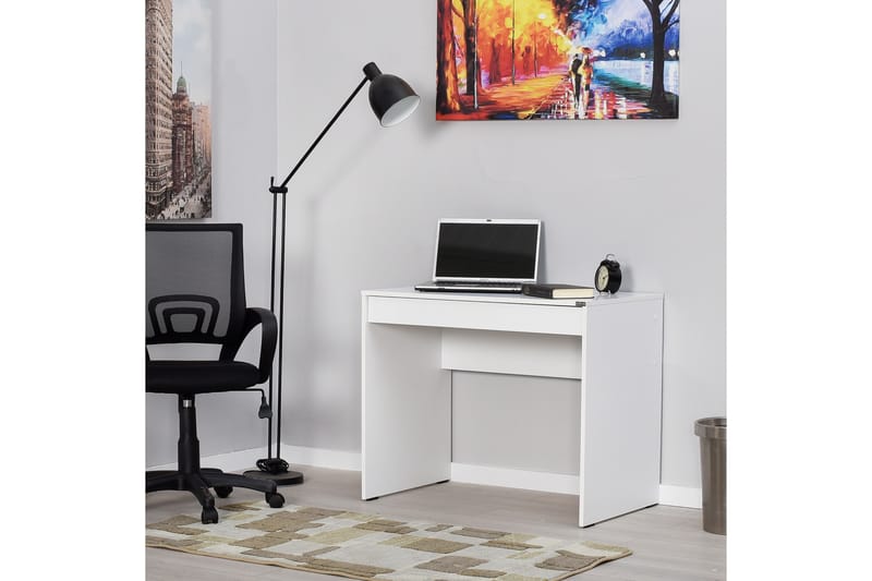 DUMELE Skrivbord 90 cm med Förvaring Låda Vit - Skrivbord - Bord