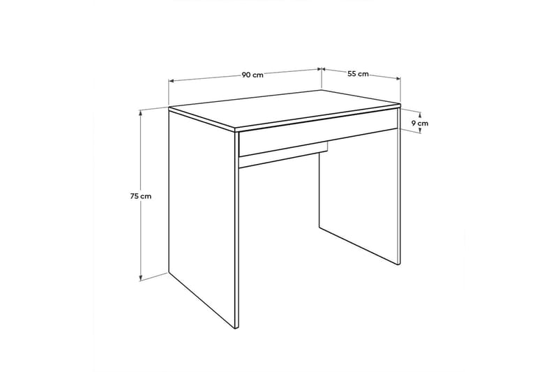 DUMELE Skrivbord 90 cm med Förvaring Låda Vit - Skrivbord - Bord