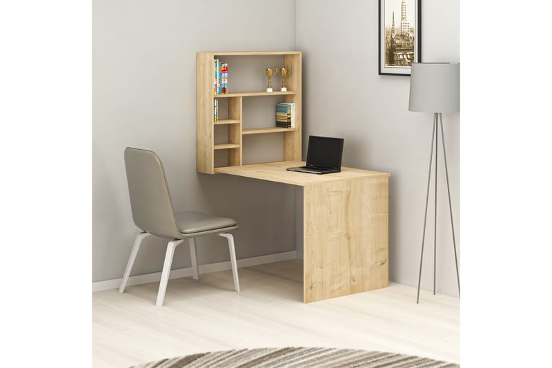 DUMELE Väggskrivbord 59 cm med Förvaring Hylla Natur - Möbler - Hemmakontor - Skrivbord