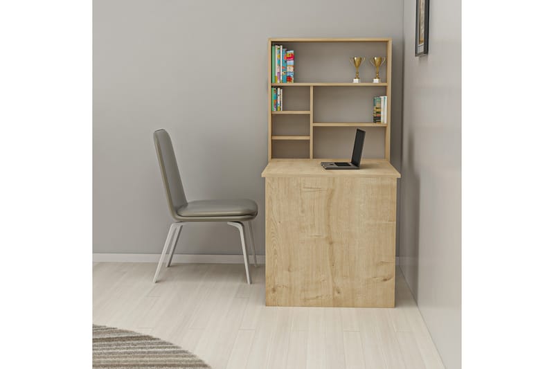 DUMELE Väggskrivbord 59 cm med Förvaring Hylla Natur - Möbler - Hemmakontor - Skrivbord