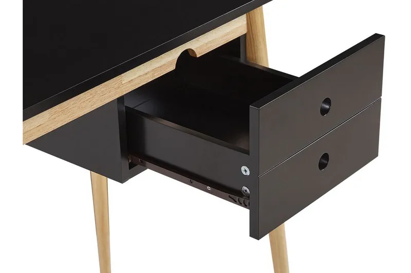 Ebeme Skrivbord 106 cm med Förvaring 2 Lådor - Svart/Ljusbrun - Möbler - Hemmakontor - Skrivbord