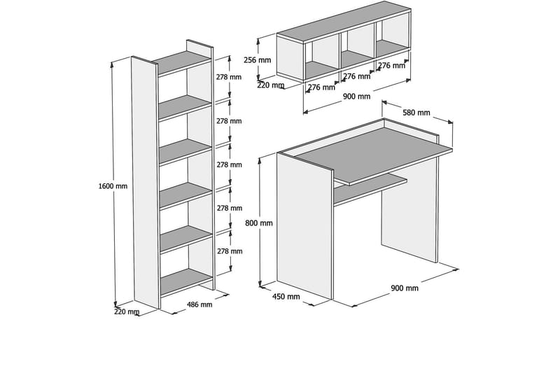 Edging Kontorsmöbelset 90 cm - Vit - Möbler - Hemmakontor - Skrivbord