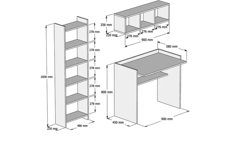 Edging Kontorsmöbelset 90 cm - Vit - Möbler - Hemmakontor - Skrivbord