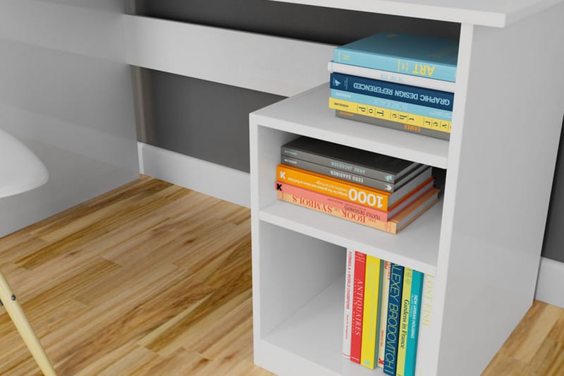 Elegancia Skrivbord 120 cm med Förvaring 2 Hyllor - Vit - Möbler - Hemmakontor - Skrivbord