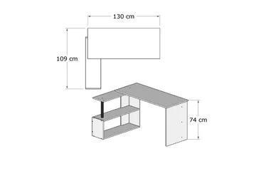 Elegancia Skrivbord 130 cm med Förvaring Hyllor L-form - Vit - Möbler - Hemmakontor - Skrivbord