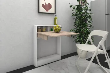 Elegancia Väggskrivbord 70 cm med Förvaring Hylla Utfällbart - Trä - Möbler - Hemmakontor - Skrivbord