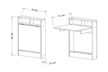Elegancia Väggskrivbord 70 cm med Förvaring Hylla Utfällbart - Vit - Möbler - Hemmakontor - Skrivbord