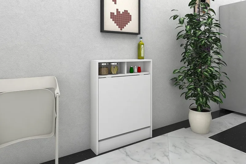 Elegancia Väggskrivbord 70 cm med Förvaring Hylla Utfällbart - Vit - Möbler - Hemmakontor - Skrivbord