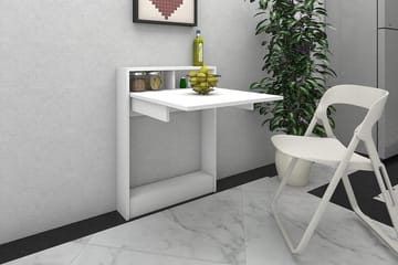 Elegancia Väggskrivbord 70 cm med Förvaring Hylla Utfällbart - Vit - Möbler - Hemmakontor - Skrivbord